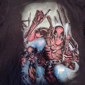 Marvel Black and Red Deadpool And Wolverine Graphic Tee